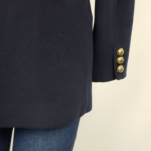 Holt Renfrew Retro Cashmere Navy Blazer Size 8 - Picture 5 of 10